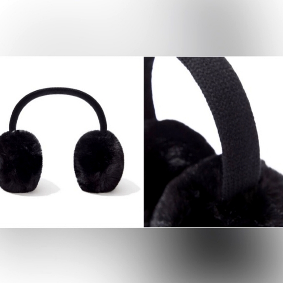 Aerosoles Plush Faux Fur Earmuffs Black NWT - Picture 4 of 6